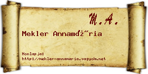 Mekler Annamária névjegykártya